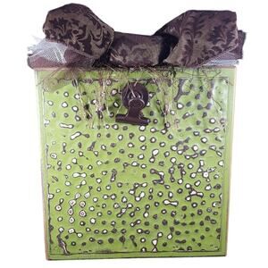 Home Decor Unique Rustic Olive Green Brown Bow 7 x 7 Note Holder Picture Frame
